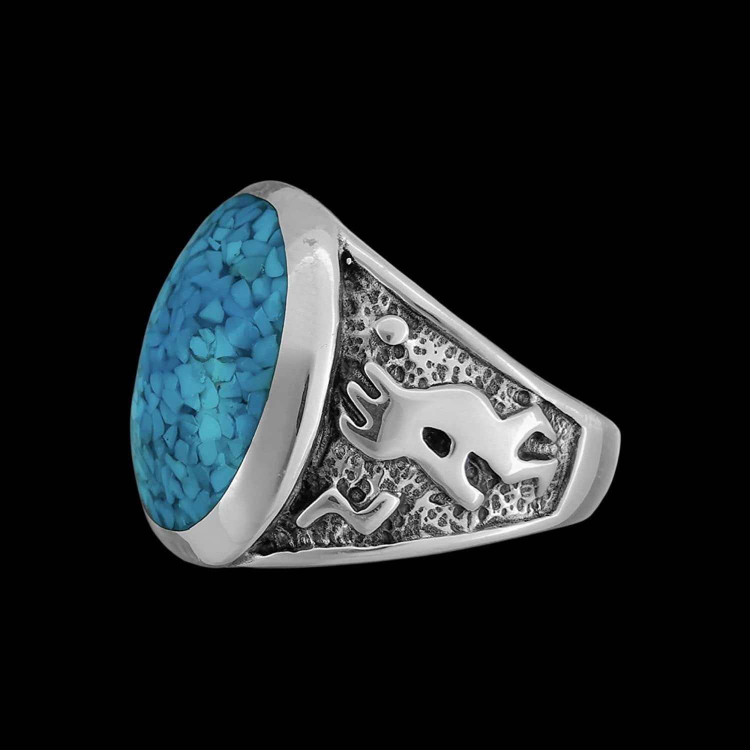 Kokopelli Turquoise Ring • 925 Silver • Navajo • Native American 