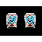 Sterling Silver Turquoise and Coral Southwestern Watch Tips