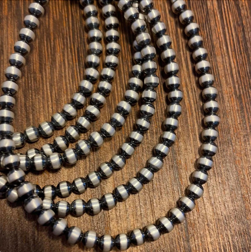 Navajo Pearls Necklace • 3mm Beaded Necklace • 925 Sterling Silver • Sterling Silver Beads Necklace