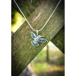 925 Sterling Silver Hummingbird Pendant with galaxy opal