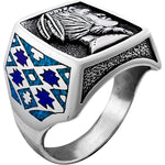 Size 12 - James Fraser Indian Head Nickel Ring, Turquoise and Lapis Lazuli