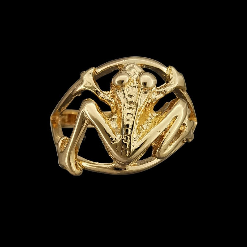 Size 8.55-925 Sterling Silver Gold Plated Frog Ring