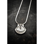Pink and White Opal Sterling Silver Sea Shell Pendant
