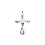 Sterling Silver Cross Pendant with White Opal Inlay