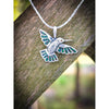 925 Sterling Silver Hummingbird Pendant with galaxy opal
