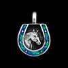 925 Sterling Silver Blue Opal Lucky Horseshoe Pendant