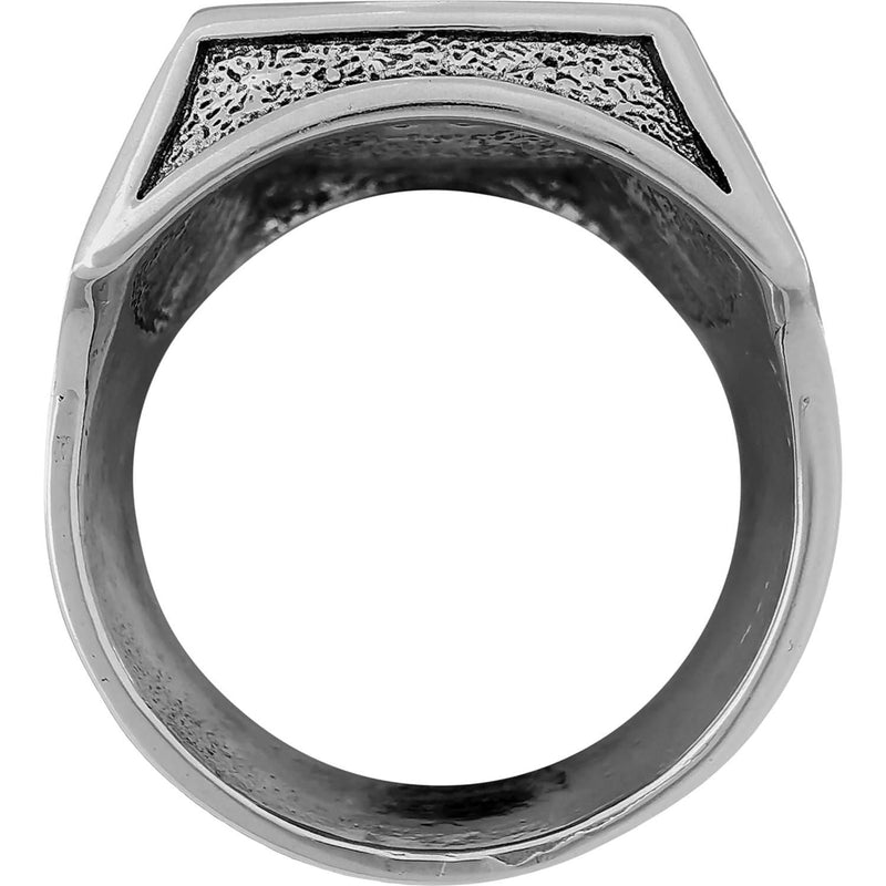 Size 12.5 - Red Opal Mountain Scene Square Ring
