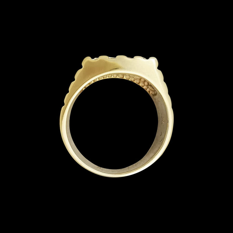 925 Sterling Silver Ring, Sterling Silver RIng with 14KT gold Plating, Navajo Blanket Ring, Size 9-1/2