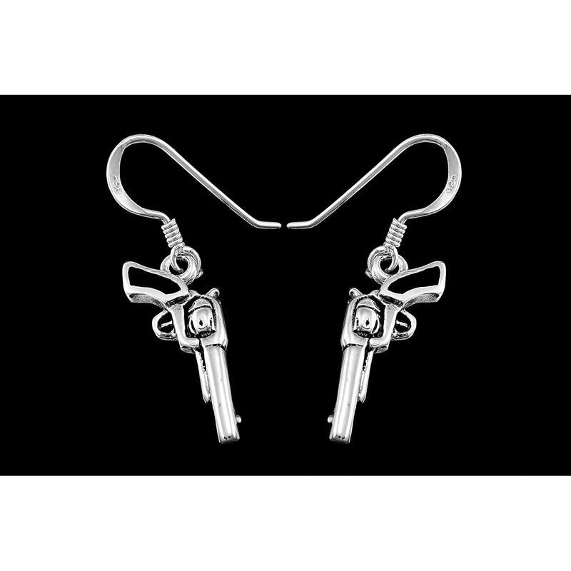 Sterling Silver and Black Resin Six Shot Revolver Earrings