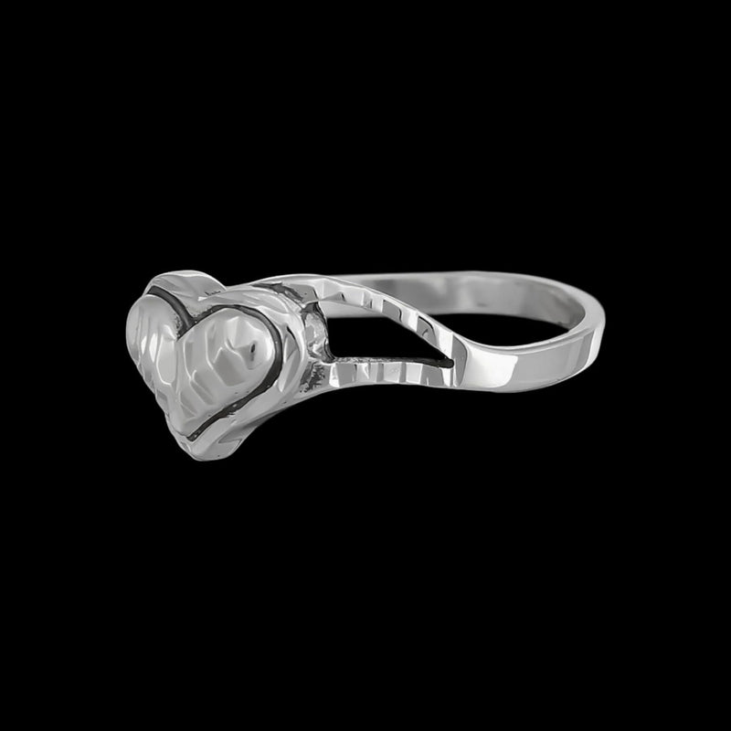 Sterling Silver Diamond Cut Happy Heart Ring