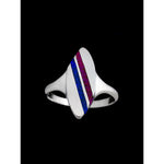 Navajo Handmade Beach Ring • 925 Sterling Silver • Sugilite and Lapis Lazuli Surfboard Ring