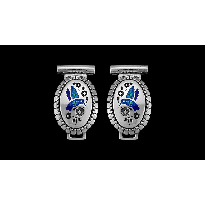 Blue Opal and Lapis Lazuli Sterling Silver Hummingbird Watch Tips