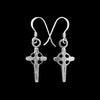 925 Sterling Silver Diamond Cut Cross Dangle Earrings, Overlapped Halo Design, Handmade Drop Earrings, Detailed Handcrafted Jewelry