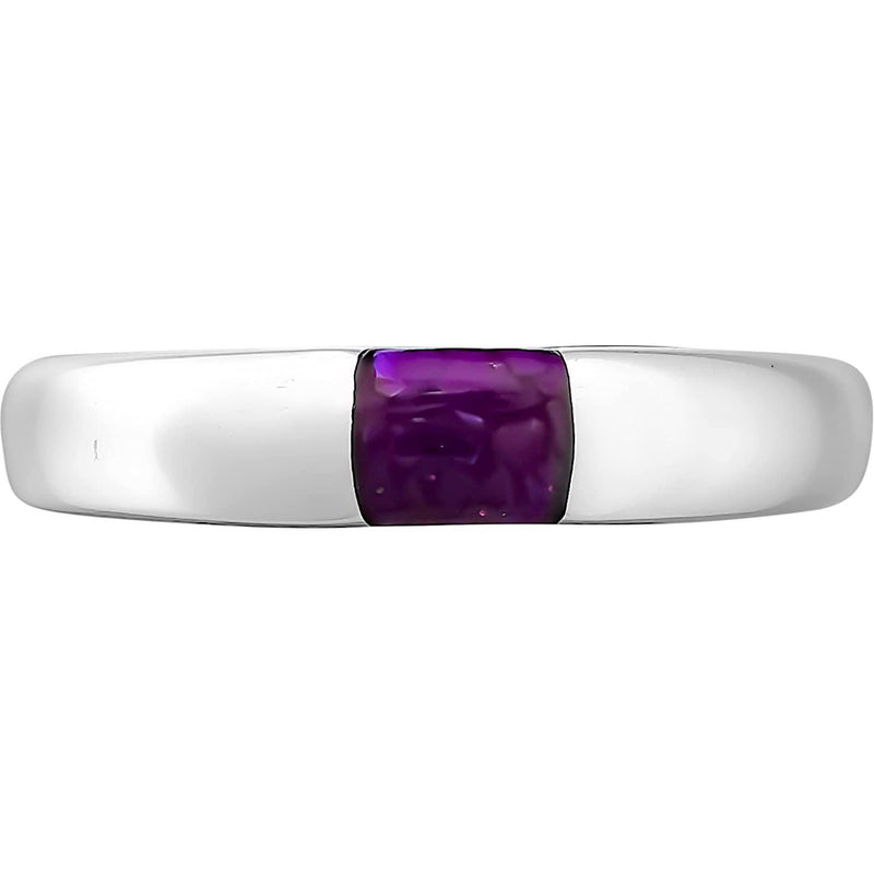 Size 7-925 Sterling Silver Purple Sugilite Band-Style Ring, Single Square Design, Handmade Band, Handcrafted Birthstone Jewelry