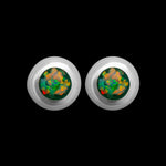 925 Sterling Silver Circle Earrings, Green Opal Studs, Bridal Posts, Wedding