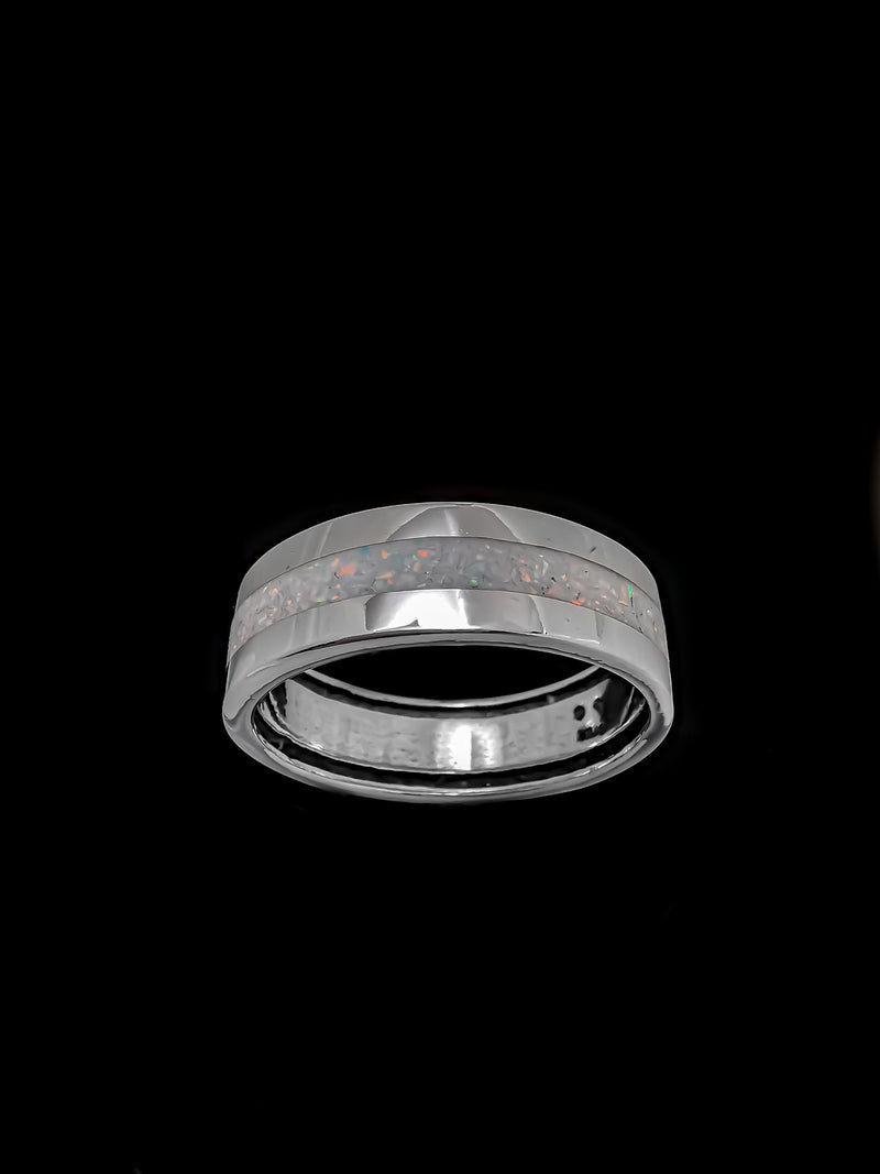 Size 11 - White Opal Wide Infinity Band