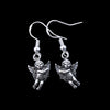 Sterling Silver Cupid/Angel Holding Flowers Dangle Earrings