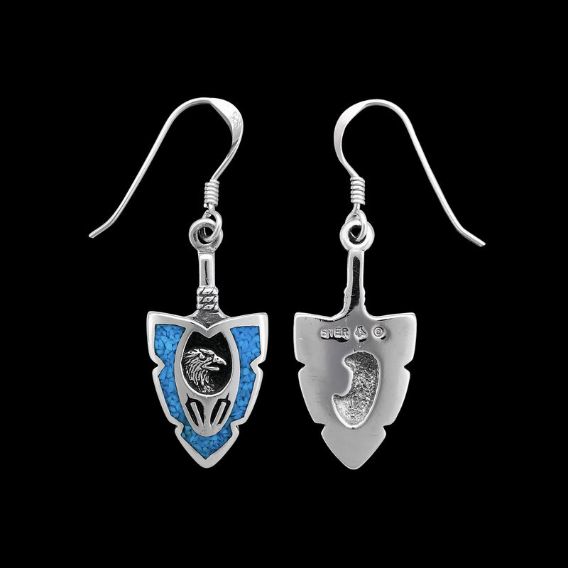 925 Sterling Silver Eagle Earrings, Arrowhead Earrings, Feather Earrings