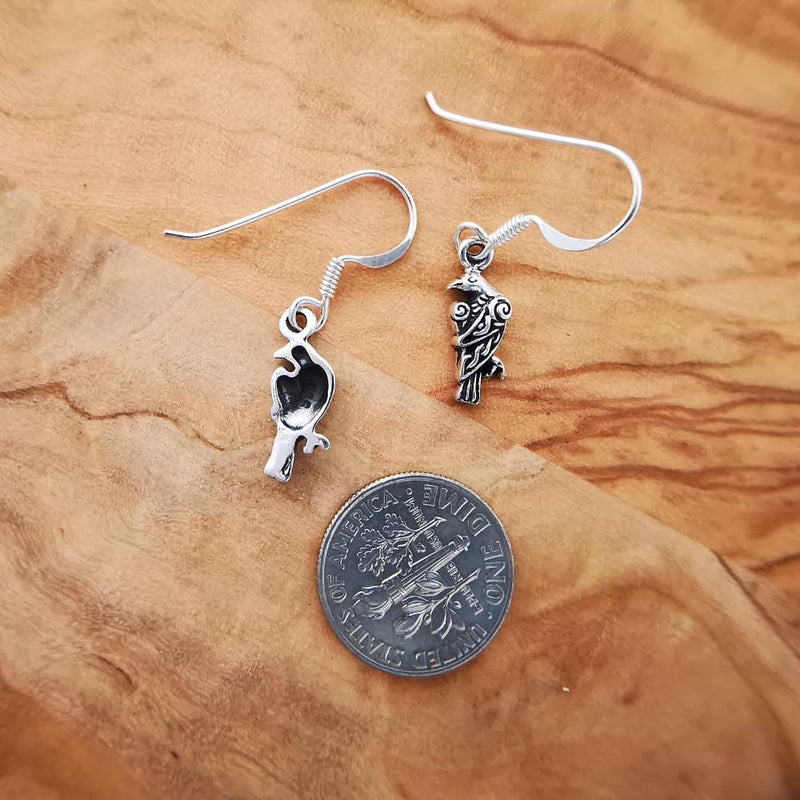 Sterling Silver Raven Dangle Earrings
