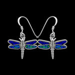 Lapis Lazuli and Blue Opal Dangle Dragonfly Earrings