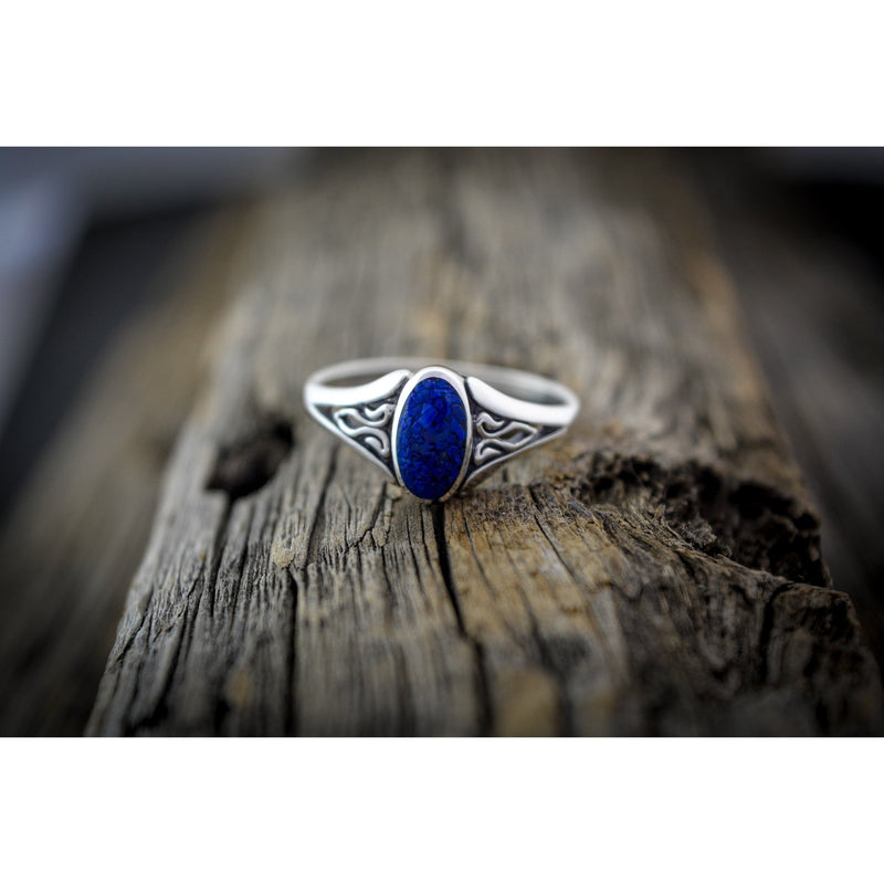 The Iris Ring, inlaid with Lapis Lazuli Size: 7