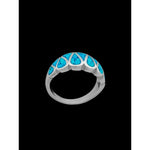 Navajo Handmade Teardrop Ring • 925 Sterling Silver • Turquoise Inlay • Size 4