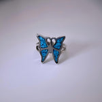 Vintage Turquoise Butterfly Ring - Sterling Silver, Size 6