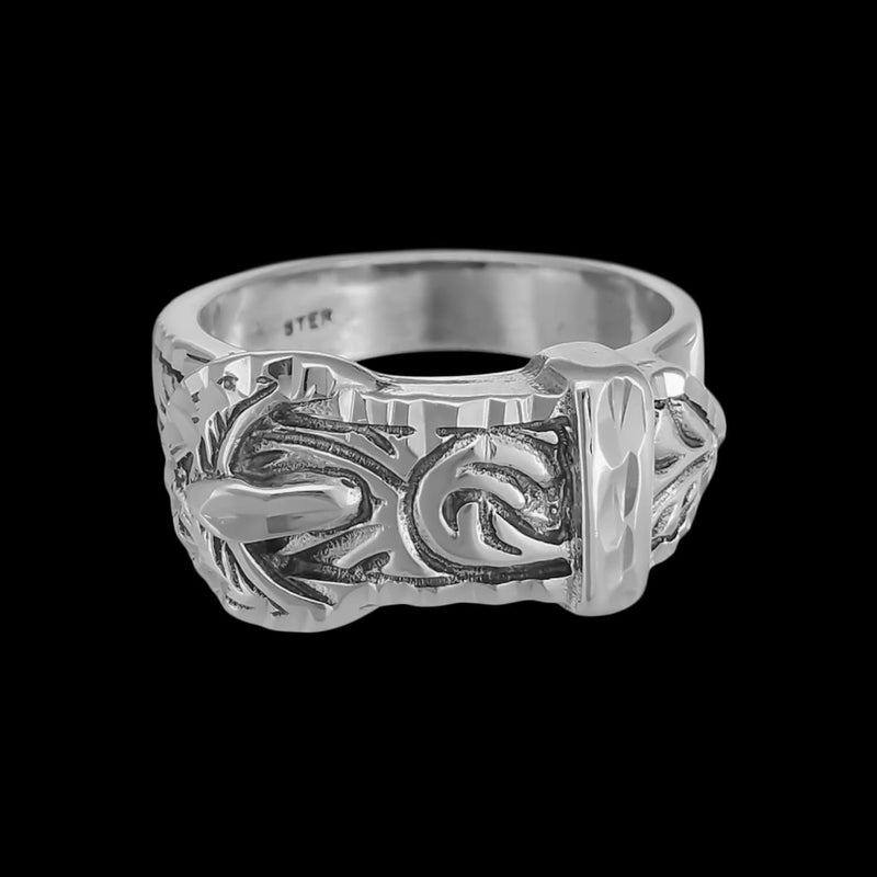 Size 7 Diamond Cut Western Belt Ring