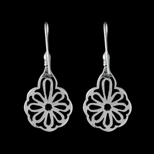 Sterling Silver Hippie Boho 60's Flower Power Dangle Earrings