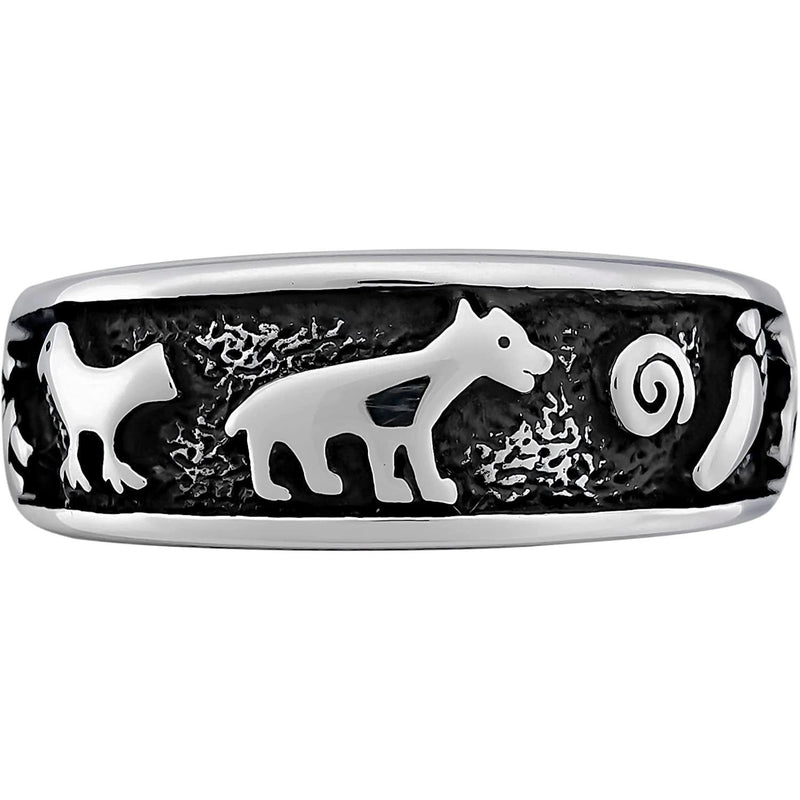 Size 8-925 Sterling Silver Native American Symbols Ring, Detailed Native Design, Symbolic Jewelry, Statement Band