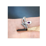 Size 9.25 - Sterling Silver and Amethyst Rattlesnake Ring