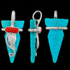 Native American Pendant, Hand Carved Turquoise Arrowhead, 925 Silver