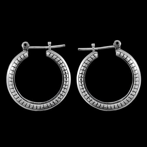 925 Sterling Silver Large Beaded Edge Hoop Earrings