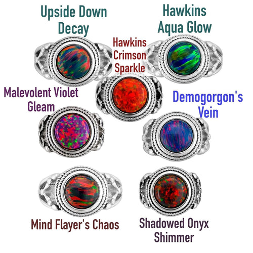 Replica Mood Rings - Hawkins Crimson Sparkle - Joseph Quinn - Eddie Munson - Hellfire Club - Fast Shipping