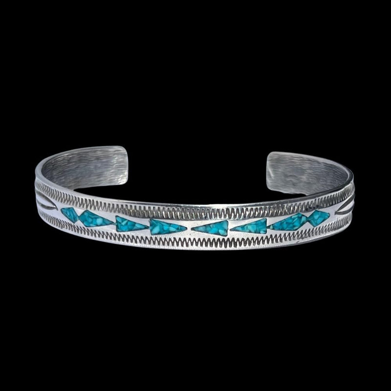 Sterling Silver Native American Arrowhead Cuff Bracelet with gemstones