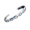 Sterling Silver Turquoise and Coral Cuff Bracelet with Everlasting Life Symbols
