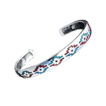Sterling Silver Turquoise and Coral Cuff Bracelet with Everlasting Life Symbols