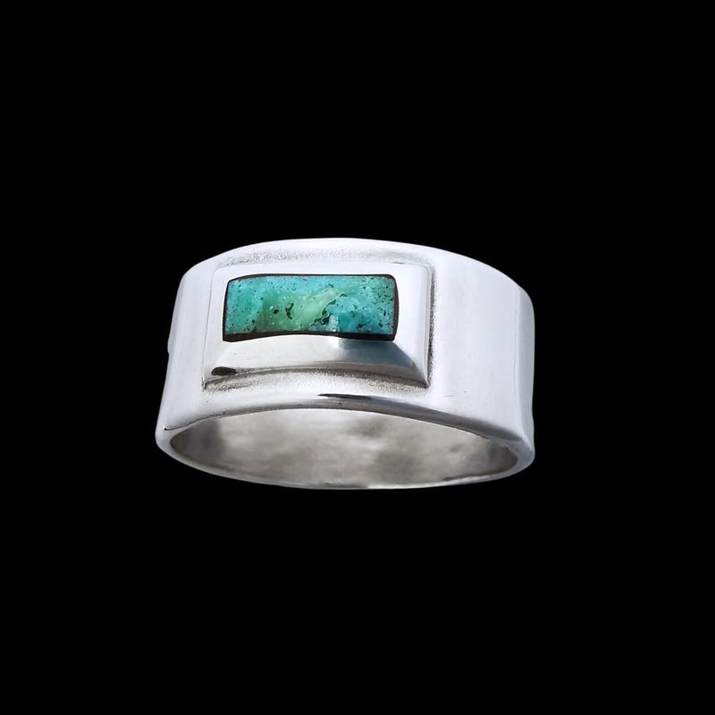 Sterling Silver and Turquoise Wide Band Ring – Size 14