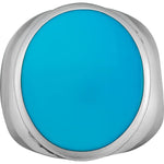 Size 12-925 Sterling Silver & Turquoise Resin Round Face Inlay Ring, Simple Round Design, Handmade Statement Band, Handcrafted Resin Jewelry