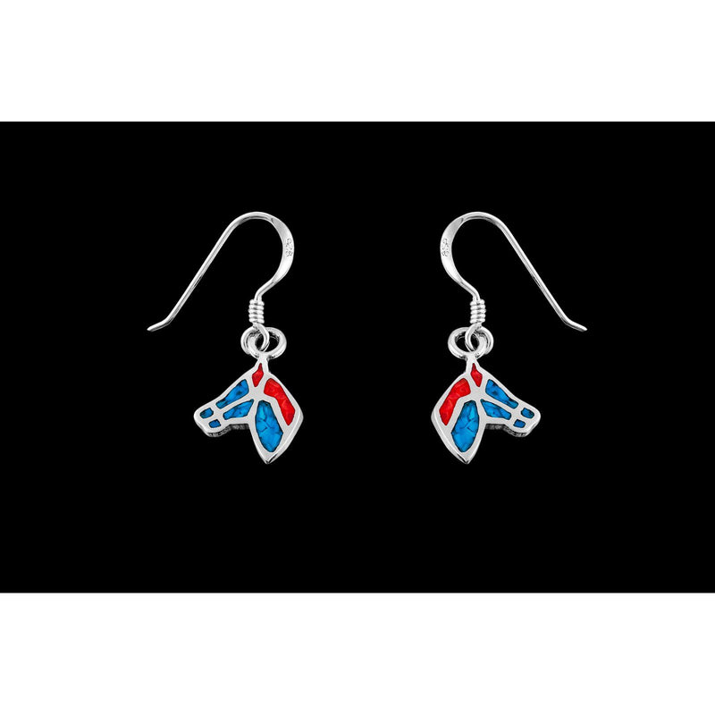 925 Sterling Silver Dangle Earrings, Small Hook Horse Earrings, Turquoise Coral