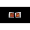925 Sterling Silver Square Earrings, Orange Opal Earrings, Bridal Earrings, Wedding Earrings