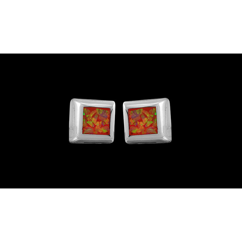 925 Sterling Silver Square Earrings, Orange Opal Earrings, Bridal Earrings, Wedding Earrings