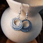 Sterling Silver Mid-Century Modern Diamond-Cut Dangle Earrings