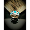 Southwest Navajo Handmade Ring • Native American 925 Sterling Silver • Blue Opal with Black Resin