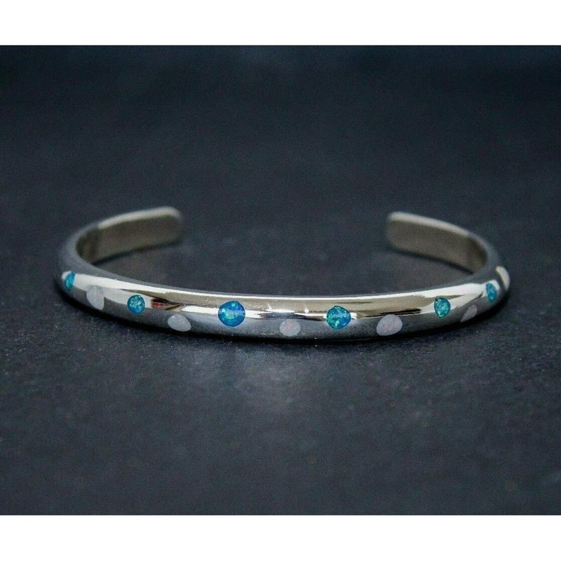 Native American Opal Bracelet • Sterling Silver • Polka Dot Design • Handcrafted