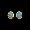 925 Sterling Silver Circle Earrings, Pink Opal Inlay, Bridal Studs, Wedding Posts