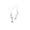 Sterling Silver Dangle Single Dolphin Diamond-Cut Earrings