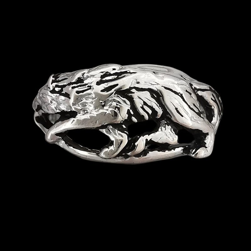 Size 8.75-925 Sterling Silver Grey Wolf Ring