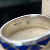 Size 10-925 Sterling Silver and Lapis Lazuli Band, Segmented Triangle Design, Handmade Geometric Jewelry, Statement Navajo Gemstone Flat Band