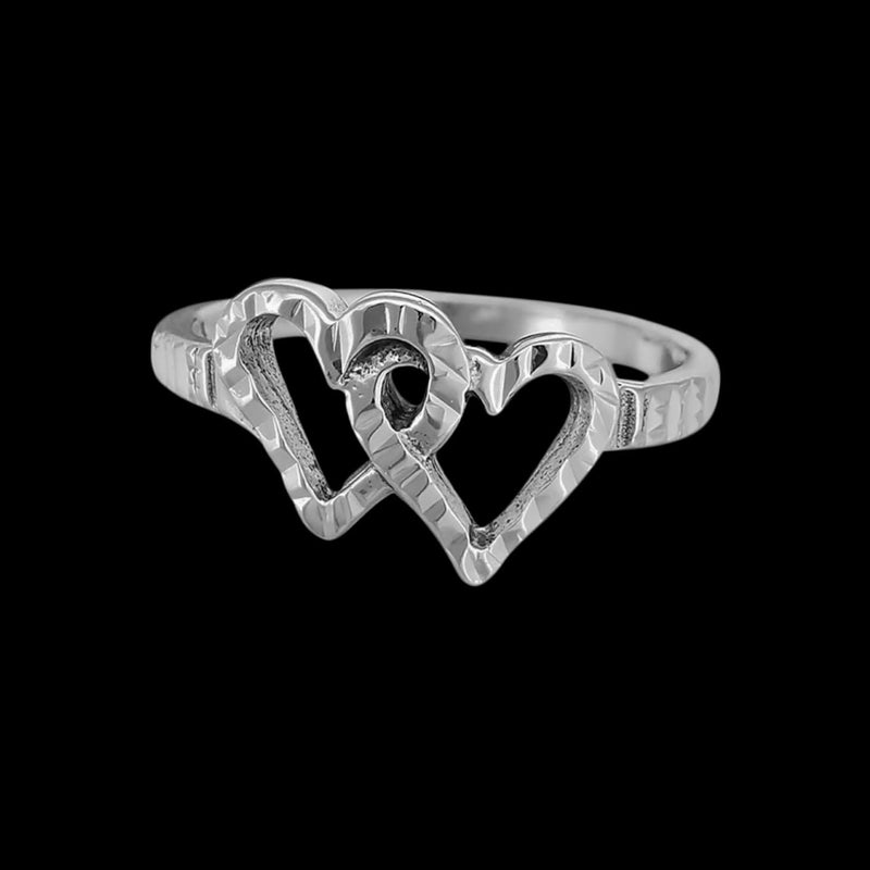 Diamond Cut United Hearts Ring